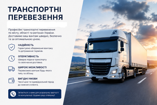Вантажні перевезення, транспортні послуги, доставка вантажів, перевезе